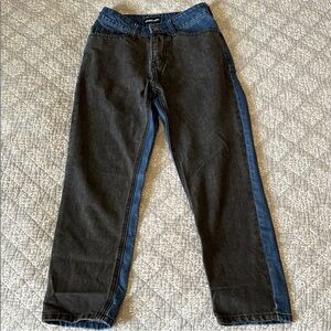 Momokrom Two Tone Denim Jeans Black and Blue